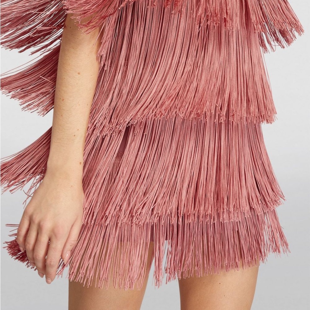 No Pise La Grama - fringe mini dress in Mauve NWT